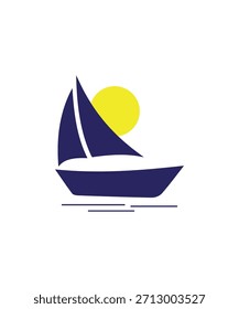 Vector de diseño de logotipo de barco, Logotipo de barco con sol, idea creativa de diseño de logotipo de barco, Diseño de logotipo de velero, diseño de Vector de marca de empresa