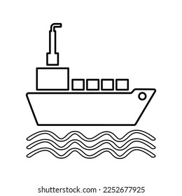 Ship, boat outline icon. Line art vector.