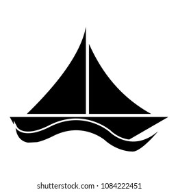 Ship, boat, sail. lovely monochrome icon.