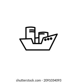 Ship, Boat, Sailboat Line Icon, Vector, Illustration, Logo Template. Suitable For Many Purposes.