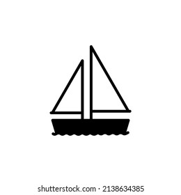 Ship, Boat, Sailboat Solid Line Icon Vector Illustration Logo Template. Suitable For Many Purposes.