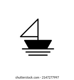 Ship, Boat, Sailboat Solid Line Icon Vector Illustration Logo Template. Suitable For Many Purposes.