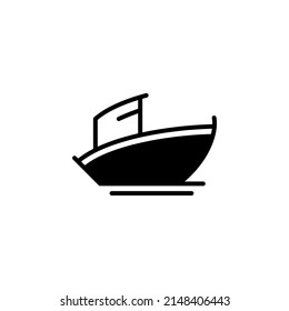 Ship, Boat, Sailboat Solid Line Icon Vector Illustration Logo Template. Suitable For Many Purposes.