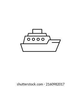 Ship, Boat, Sailboat Thin Line Icon Vector Illustration Logo Template. Suitable For Many Purposes.