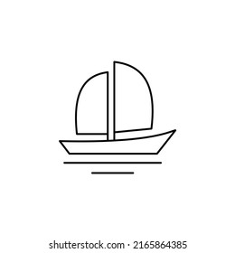 Ship, Boat, Sailboat Thin Line Icon Vector Illustration Logo Template. Suitable For Many Purposes.