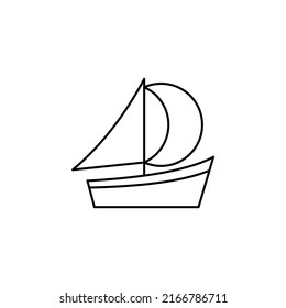 Ship, Boat, Sailboat Thin Line Icon Vector Illustration Logo Template. Suitable For Many Purposes.