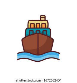 ship boat sea line color style vector illustration design