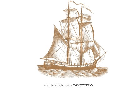 Ship, Boat Set. Sailing vintage illustration. Sea transportation collection. Hand drawn vector sketch. Ship drawing isolated on white background.