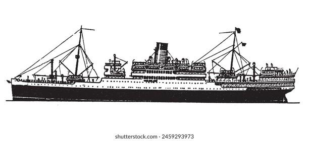 Ship, Boat Set. Sailing vintage illustration. Sea transportation collection. Hand drawn vector sketch. Ship drawing isolated on white background.