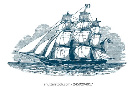 Ship, Boat Set. Sailing vintage illustration. Sea transportation collection. Hand drawn vector sketch. Ship drawing isolated on white background.