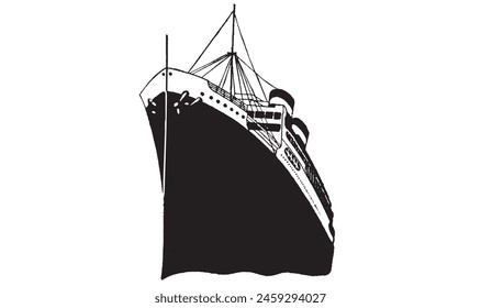 Schiff, Bootssatz. Sailing Vintage Illustration. Kollektion des Seetransports. Handgezeichnete Vektorgrafik Skizze. Schiffszeichnung isoliert auf weißem Hintergrund.