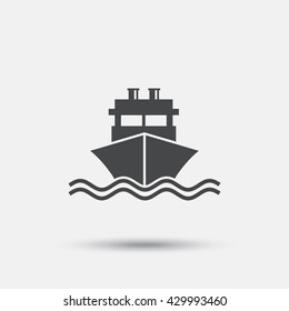 Ship or boat sign icon. Shipping delivery symbol. With chimneys or pipes. Flat shipping delivery web icon on white background. Vector