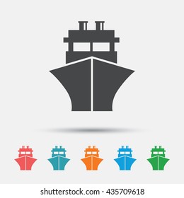 Ship or boat sign icon. Shipping delivery symbol. Graphic element on white background. Colour clean flat ship icons. Vector