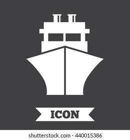 Ship or boat sign icon. Shipping delivery symbol. Graphic design element. Flat ship symbol on dark background. Vector
