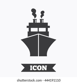 Ship or boat sign icon. Shipping delivery symbol. Graphic design element. Flat shipping symbol on white background. Vector