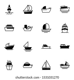 Ship Boat Solid Solid Outline Icon Stock Vector (Royalty Free ...