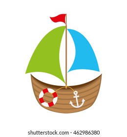 ship boat toy kids vector illustration design