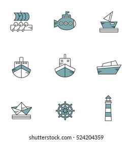 Ship and boat vector icon set 