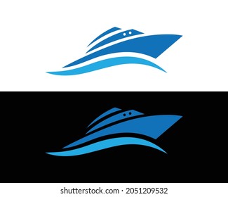 Ship and boat yacht logo design vector illustrations.