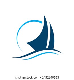 ship boat yacht sailing logo design vector illustrations