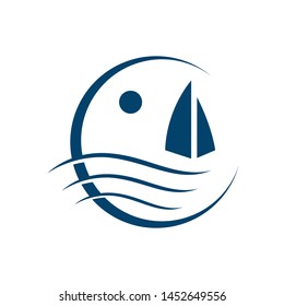 ship boat yacht sailing logo design vector illustrations