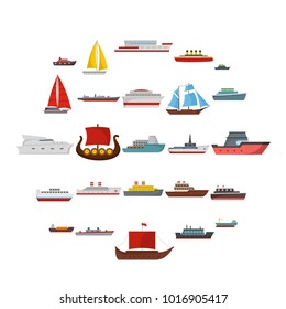 Ship and boats icons set. Flat illustration of 25 ship and boats vector icons isolated on white background