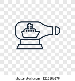 Ship in a bottle concept vector linear icon isolated on transparent background, Ship in a bottle concept transparency concept in outline style