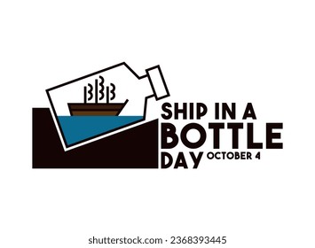 Ship in a bottle day. October 4. Eps 10. svg