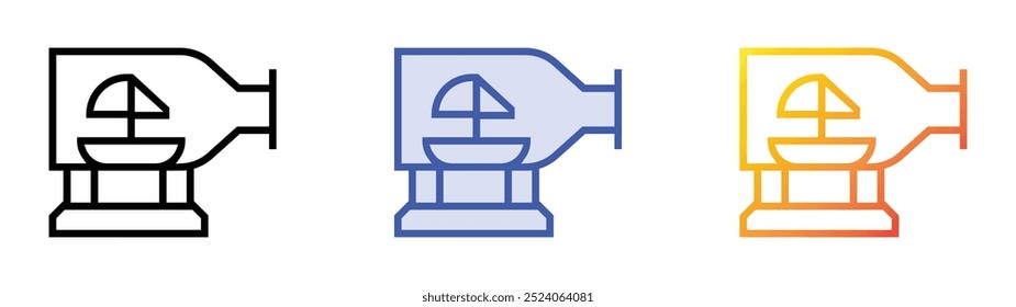 ship in a bottle icon. Linear, Blue Fill and Gradient Style Design Isolated On White Background