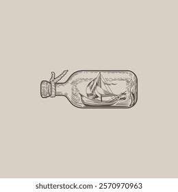 Ship in bottle is perfect for company identity, shop name, community and others.