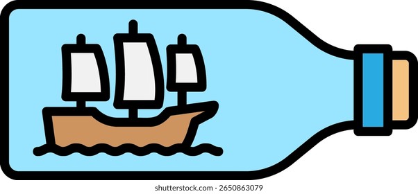 Enviar em uma ilustração de ícone de vetor de garrafa