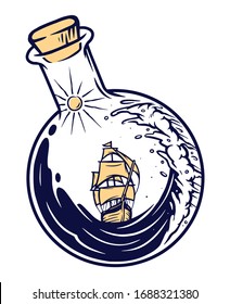 Ship in a bottle vector illustration