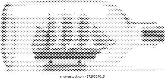 Schiff in Flasche, Vektorgrafik für nautische Dekoration und marine Designkonzepte