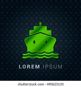 Ship Bright Green chromium precious metallic 3D Icon / Logo Design