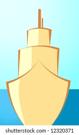  ship with brown super structure 	