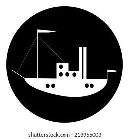 Ship button on white background. Vector illustration.