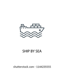 ship by sea concept line icon. Simple element illustration. ship by sea concept outline symbol design from Delivery set. Can be used for web and mobile UI/UX