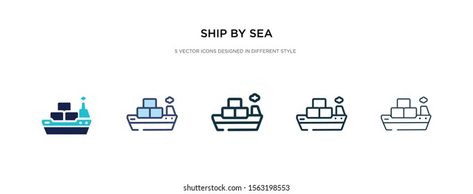 ship by sea icon in different style vector illustration. two colored and black ship by sea vector icons designed in filled, outline, line and stroke style can be used for web, mobile, ui