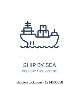 ship by sea icon. ship by sea linear symbol design from Delivery and logistic collection.