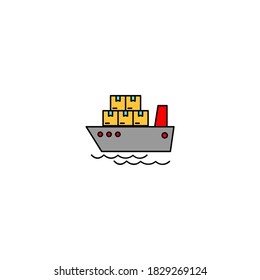 Ship by sea icon. logistic and delivery icon. filled color icon. simple, flat, outline.