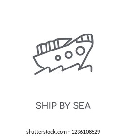 ship by sea linear icon. Modern outline ship by sea logo concept on white background from Delivery and logistics collection. Suitable for use on web apps, mobile apps and print media.