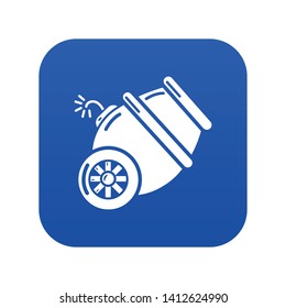 Ship cannon icon blue vector isolated on white background