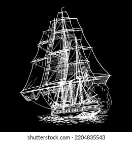 Ship Cannon Pirate War Pirates Fire Sailing Vector