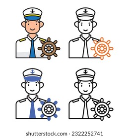 Ship captain avatar icon design in four variation color svg