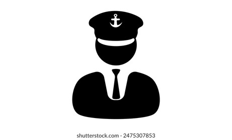 Ship captain, black isolated silhouette