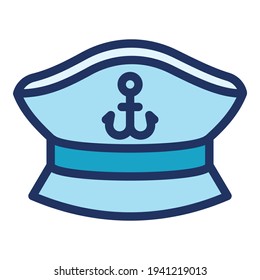 Ship captain cap icon. Outline ship captain cap vector icon for web design isolated on white background