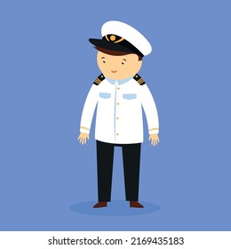 Capitán del barco con gorra y uniforme