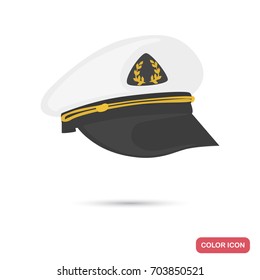 Ship Captain hat color flat icon for web and mobile design