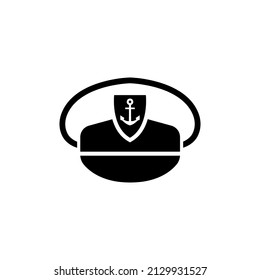 Ship Captain Hat Icon Of Glyph Style Design Vector Template