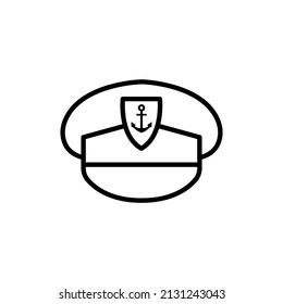 Ship Captain Hat Line Icon Design Vector Template